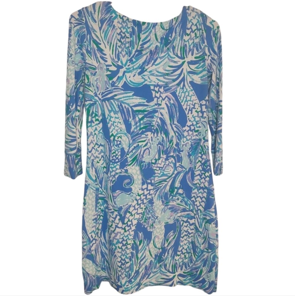 Lilly Pulitzer Knit 3/4 Sleeve Dress  Blue Green XS EUC
